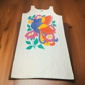 Vintage 90s Rainbow Parrot Long Tee Swimsuit Cover Made‎ In USA MCM